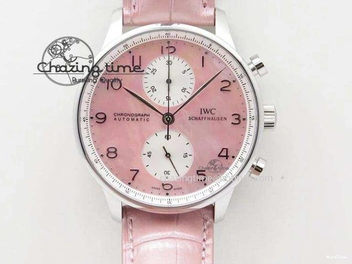 MIROTIME 0507 Sustainable Portuguese IW5444 SS White Dial RG Numbers On Brown Leather Strap A 7256